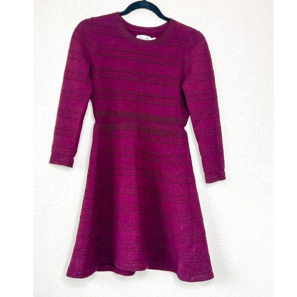 Eliza J Knit Sweater Fit & Flare Magenta Dress Size Small - Picture 1 of 5